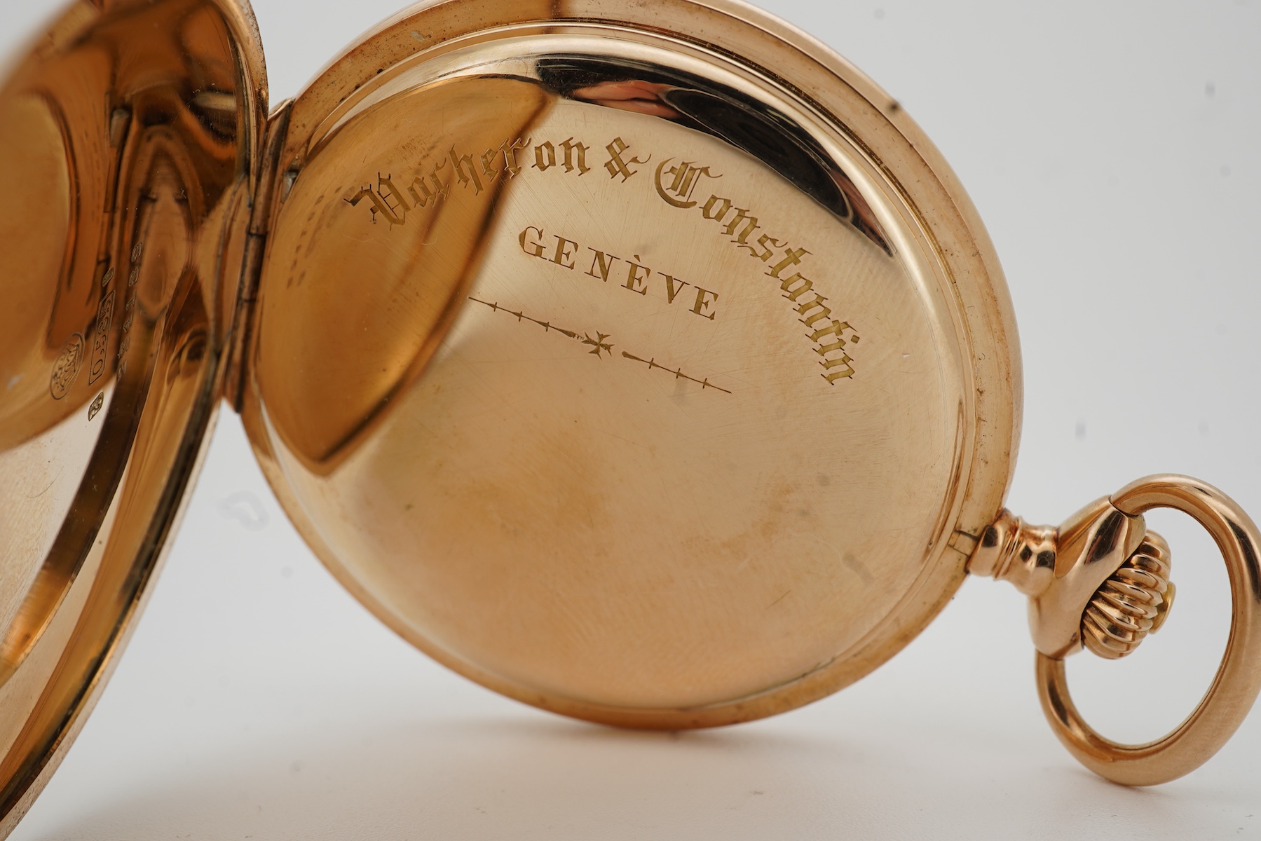 An early 20th century Swiss 14k gold Vacheron & Constantin keyless lever hunter dress pocket watch
